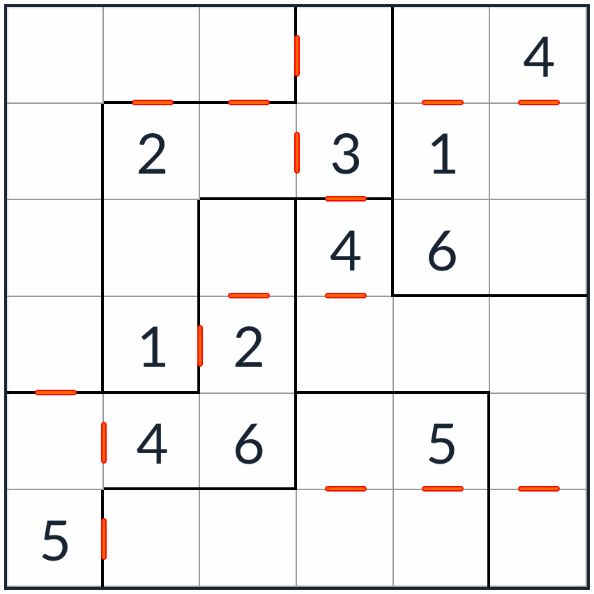 Epäsäännöllinen peräkkäinen sudoku 6x6