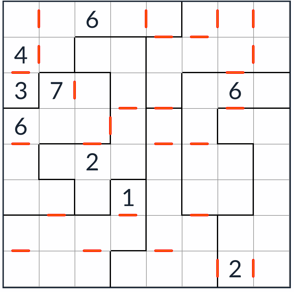 Kingien vastainen epäsäännöllinen peräkkäinen sudoku 8x8