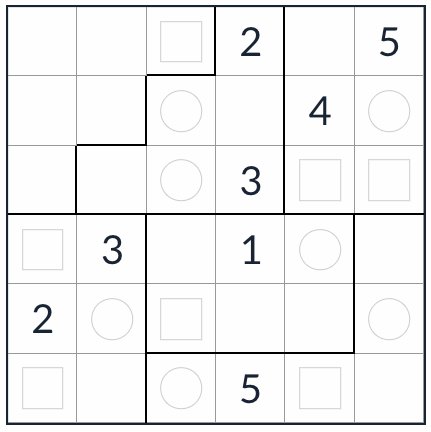 Kingien vastainen epäsäännöllinen tasainen pariton sudoku 6x6