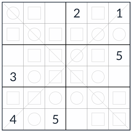 Diagonaalinen tasa-arvoinen sudoku 6x6