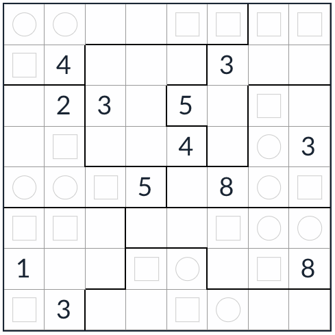 Kingien vastainen epäsäännöllinen tasainen pariton sudoku 8x8