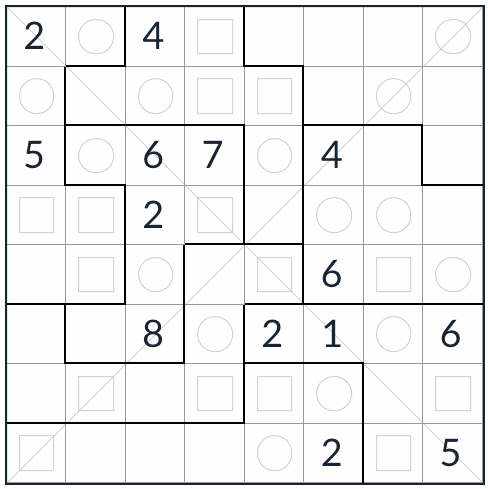 Epäsäännöllinen diagonaalinen tasa-arvoinen sudoku 8x8