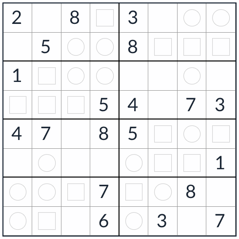 Parillinen pariton sudoku 8x8