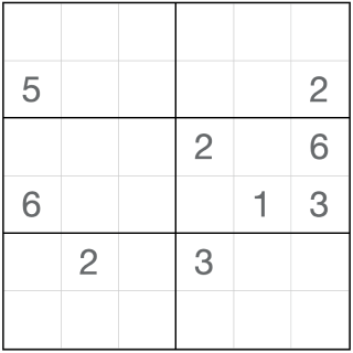 Ei peräkkäinen Sudoku 6x6