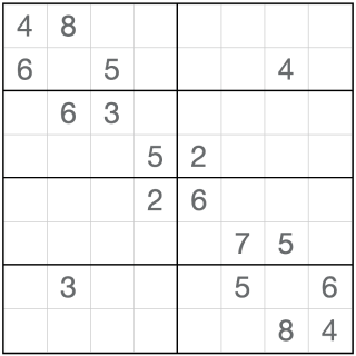 Ei peräkkäinen Sudoku 8x8