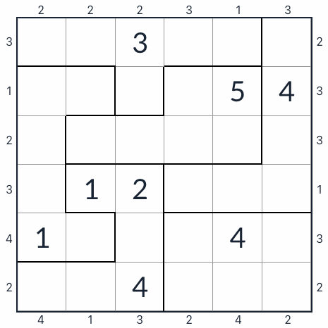 Epäsäännöllinen pilvenpiirtäjä Sudoku 6x6
