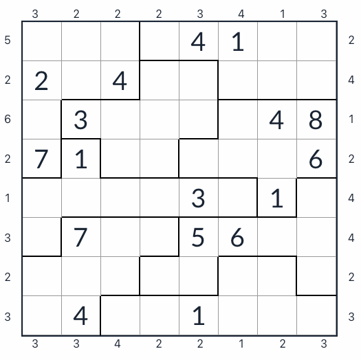 Epäsäännöllinen pilvenpiirtäjä Sudoku 8x8