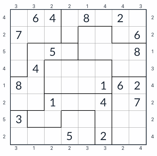 Kingien vastainen epäsäännöllinen pilvenpiirtäjä Sudoku 8x8