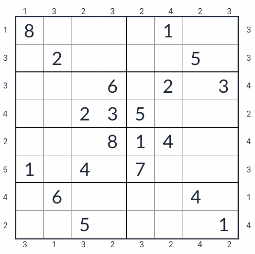 Kingien vastainen pilvenpiirtäjä Sudoku 8x8