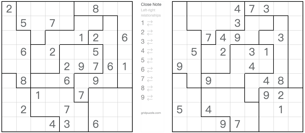 Twin vastaava palapeli Sudoku